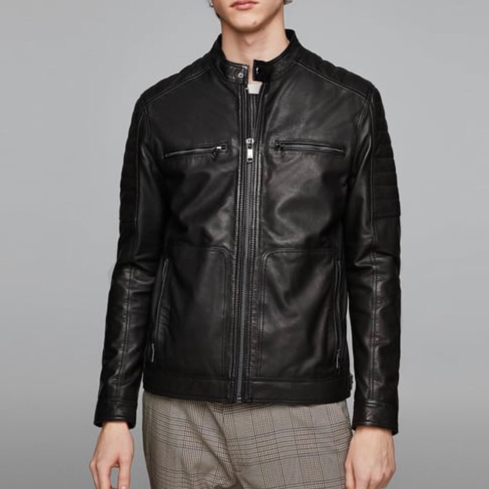 Brand New ZARA men genuine leather jacket - Picture 2 of 7